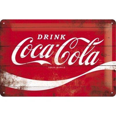 Placa de metal - Coca-Cola - Logo Red Wave