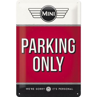 Plaque métal - Mini Mini - Parking Only Rouge