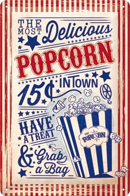 Placa de metal 20x30 cms. Popcorn