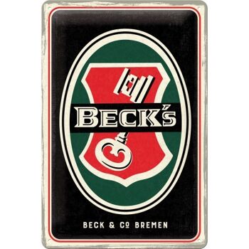 Plaque de métal 20x30 cm. Beck's Beck's - Logo clé