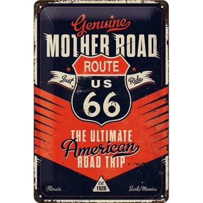 Metallplatte 20x30 cm. US Highways Route 66 Der ultimative Road Trip