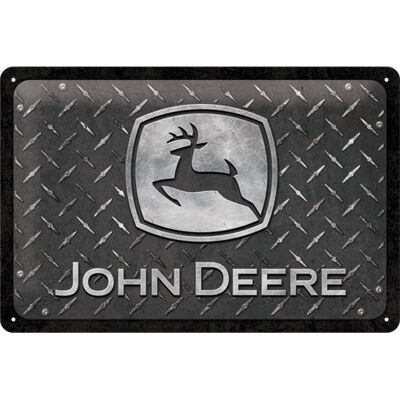Plaque de métal 20x30 cm. John Deere - Plaque diamantée noire