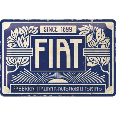 Metallplatte 20x30 cm. Fiat - Seit 1899 Logo Blau