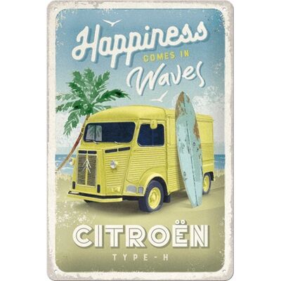 Placa de metal 20x30 cms. Citroen Type H - Happiness Comes In Waves