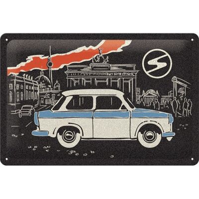 Metal plate 20x30 cm. Trabant - Berlin Black