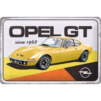 Plaque de métal 20x30 cm. Opel-GT depuis 1968