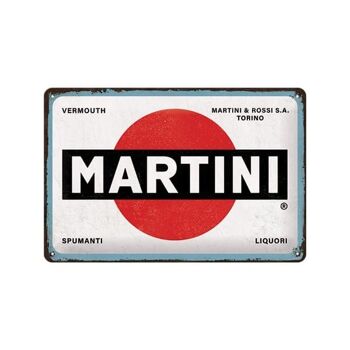 Plaque de métal 20x30 cm. Martini - Logo Blanc