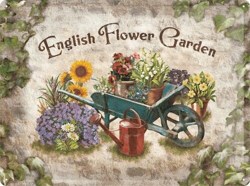 Metal plate 30x40 cm. English Flower Garden