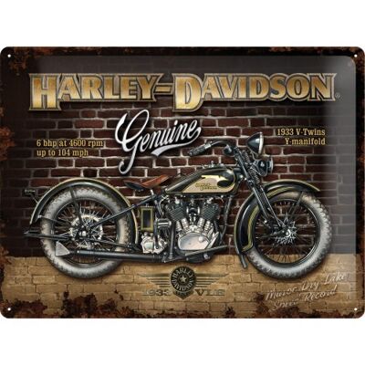 Piatto in metallo 30x40 cm. Muro di mattoni Harley-Davidson