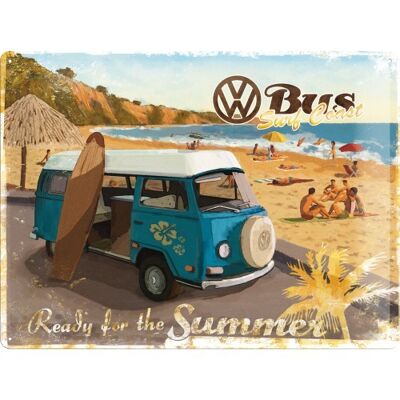 Metal plate 30x40 cm. Volkswagen VW Bulli - Ready for the Summer