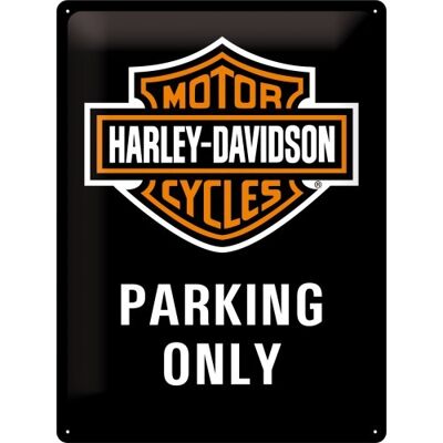 Plaque de métal 30x40 cm. Stationnement Harley-Davidson uniquement