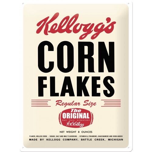 Placa de metal 30x40 cms. Kellogg's Kellogg's Corn Flakes Retro Package