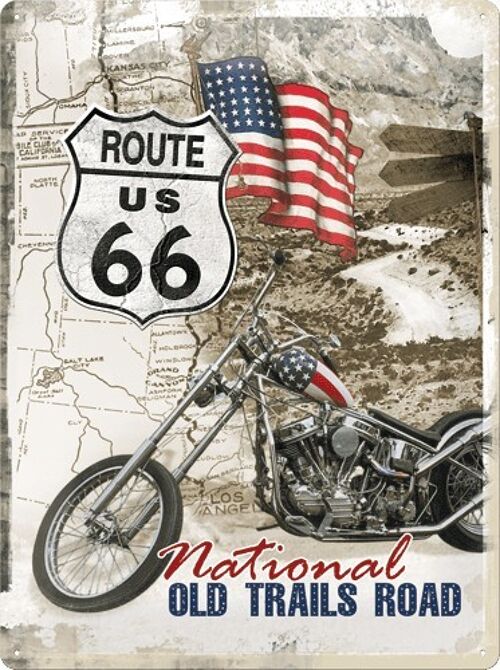 Placa de metal 30x40 cms. Route 66 Old Trails Road