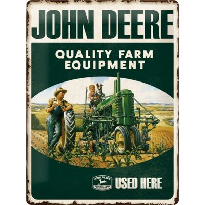 Plaque de métal 30x40 cm. Équipement agricole de qualité John Deere