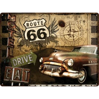 Placa de metal 30x40 cms. US Highways Route 66 Road Trip