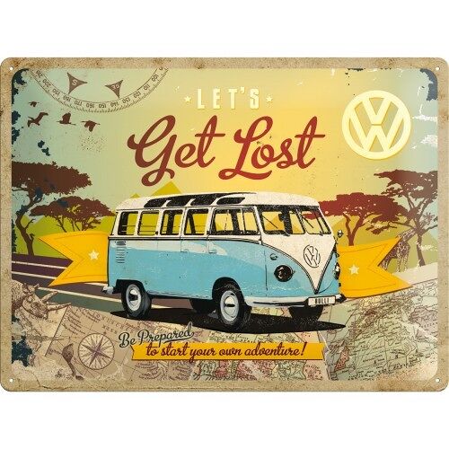 Placa de metal 30x40 cms. Volkswagen VW Bulli - Let's Get Lost