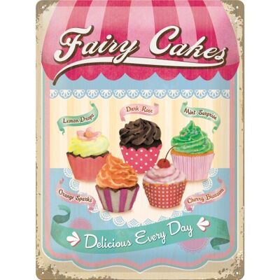 Placa de metal 30x40 cms. Home & Country Fairy Cakes - Cup Cakes