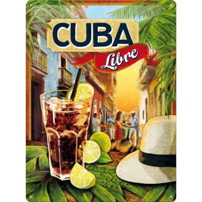 Plaque de métal 30x40 cm. Open Bar Cuba Libre