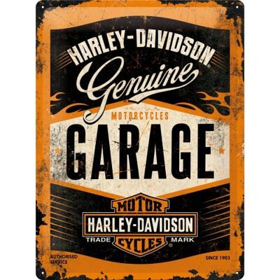 Piatto in metallo 30x40 cm. Garage Harley Davidson