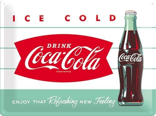 Placa de metal 30x40 cms. Coca-Cola - Diner Bottle