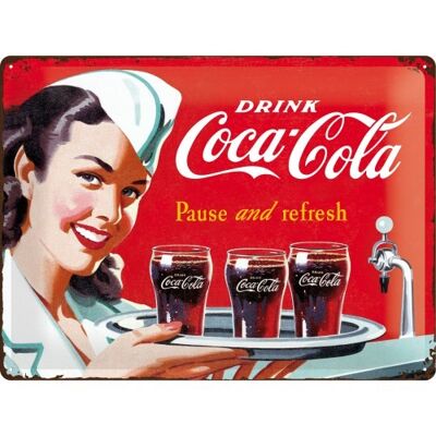 Placa de metal 30x40 cms. Coca-Cola - Waitress