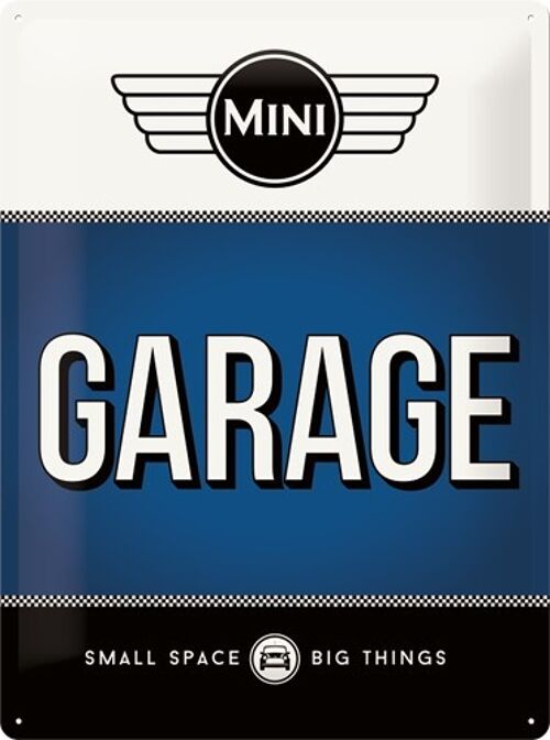 Placa de metal 30x40 cms. Mini - Garage Blue