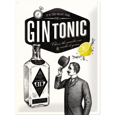 Plaque de métal 30x40 cm. Open Bar Gin Tonic