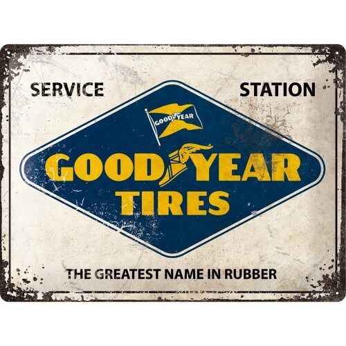 Placa de metal 30x40 cms. Goodyear - Logo White