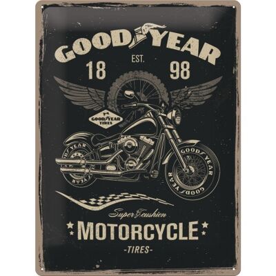 Placa de metal 30x40 cms. Goodyear - Motorcycle