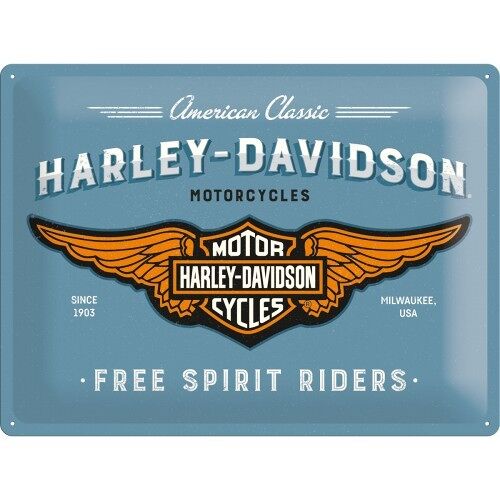 Placa de metal 30x40 cms. Harley-Davidson - Logo Blue
