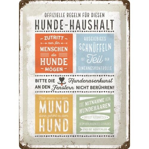 Metal plate 30x40 cm. PfotenSchild - Hunde-Haushalt Regeln