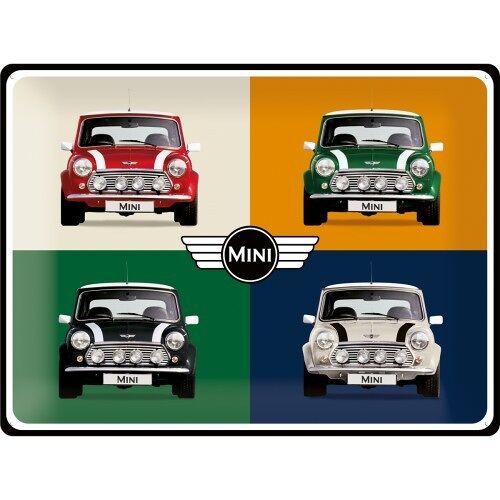 Placa de metal 30x40 cms. Mini Mini - 4 Cars Pop Art