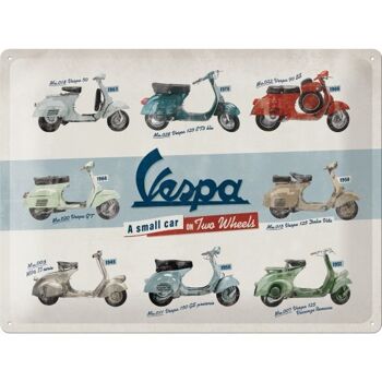 Plaque de métal 30x40 cm. Vespa - Tableau des modèles