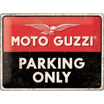Plaque de métal 30x40 cm. Moto Guzzi Moto Guzzi - Stationnement Uniquement