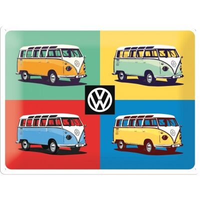 Metallplatte 30x40 cm. Volkswagen VW Bulli - Pop-Art
