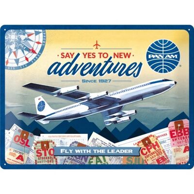 Metal plate 30x40 cm. Pan Am - New Adventures