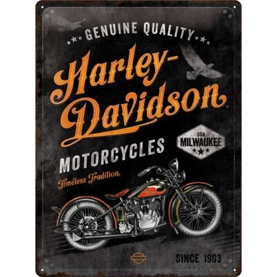 Plaque de métal 30x40 cm. Harley-Davidson - Tradition intemporelle
