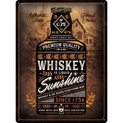 Placa de metal 30x40 cms. Open Bar Whiskey Sunshine