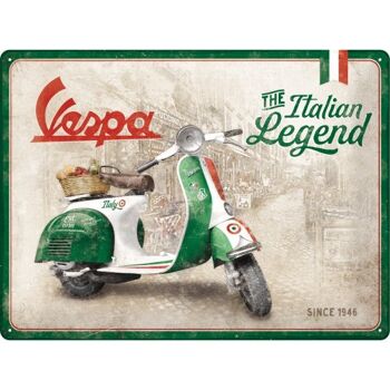 Plaque de métal 30x40 cm. Vespa - Légende italienne