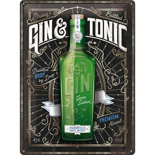 Placa de metal 30x40 cms. Open Bar Gin & Tonic Green Edition -DESCATALOGADO-