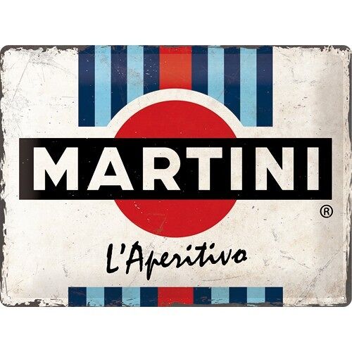 Placa de metal 30x40 cms. Martini - L'Aperitivo Racing Stripes
