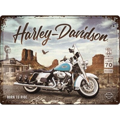 Plaque de métal 30x40 cm. Harley-Davidson - Route 66 Road King Classique