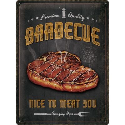 Placa de metal 30x40 cms. Outdoor & Activities Barbecue Nice To Meat You