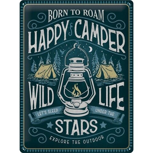 Placa de metal 30x40 cms. Outdoor & Activities Happy Camper