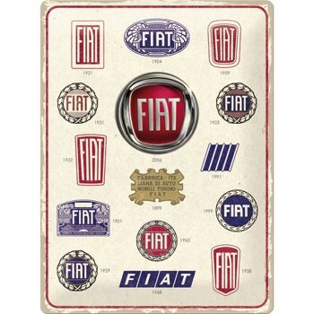 Plaque de métal 30x40 cm. Fiat - Logo Évolution