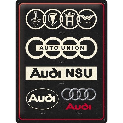 Placa de metal 30x40 cms. Traditional Brands Audi - Logo Evolution