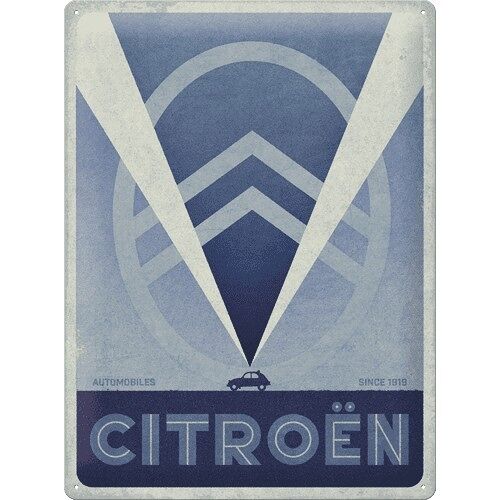 Placa de metal 30x40 cms. Citroen - 2CV Logo Blue