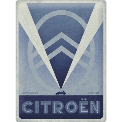 Metallplatte 30x40 cm. Citroen - 2CV Logo Blau