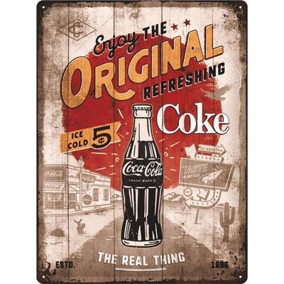 Metallplatte 30x40 cm. Coca Cola - Original Cola Highway 66