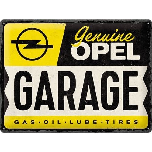 Placa de metal 30x40 cms. Opel - Garage